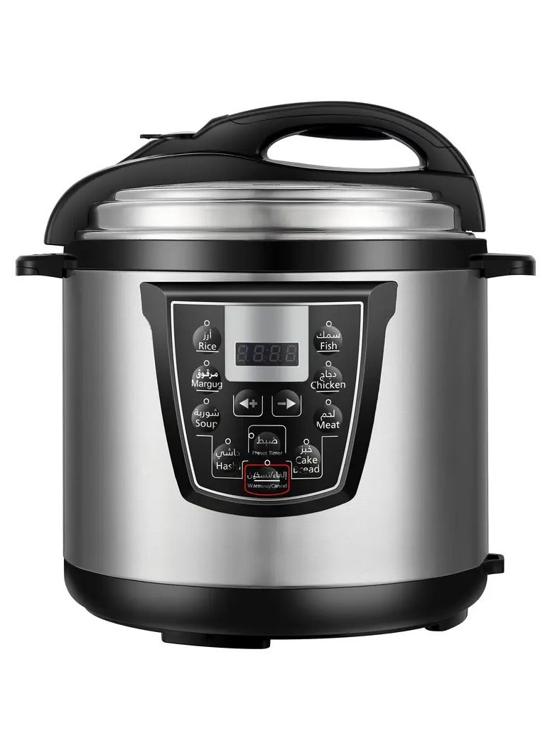 6 Liters Electric Pressure Pot, Black/Silver