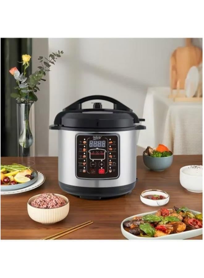 7L stainless steel electric pressure cooker 1000W Slow Rice Cooker Yogurt Cake Maker Steamer and Warmer Silver WTR-7007