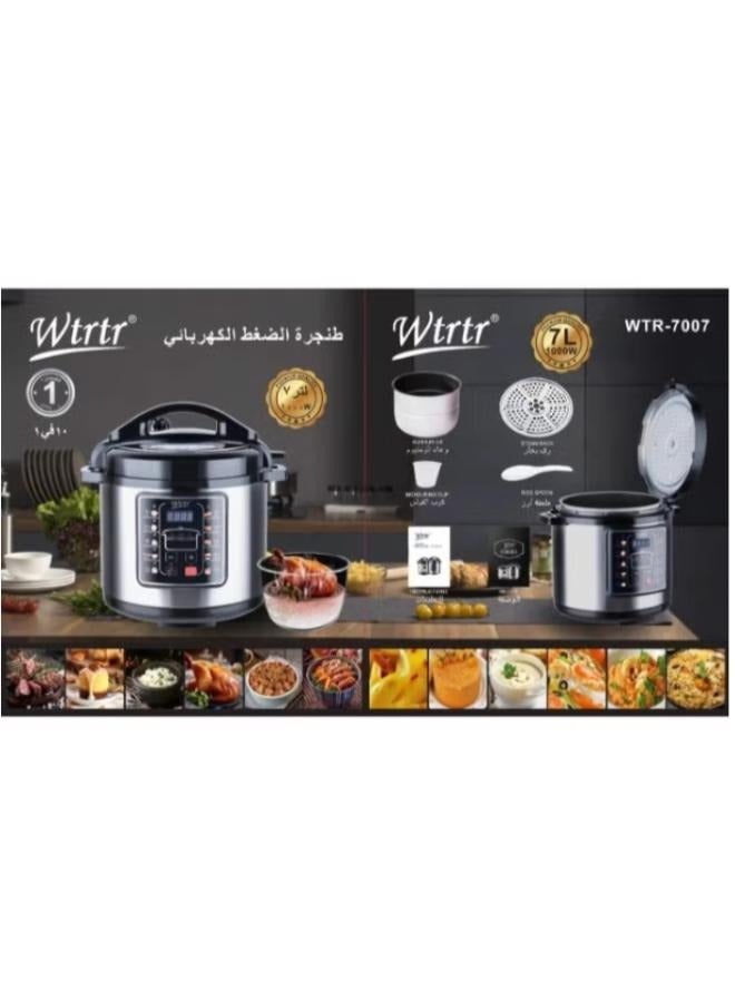 7L stainless steel electric pressure cooker 1000W Slow Rice Cooker Yogurt Cake Maker Steamer and Warmer Silver WTR-7007