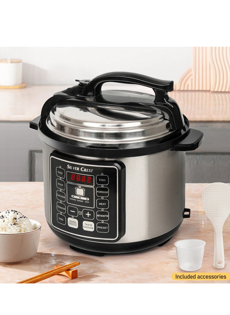 SILVER CREST 10 In 1 Electric Pressure Cooker Instant Programmable Smart Pot 1050 Watts Rice Cooker, 6 Liters, 10 Smart Programs