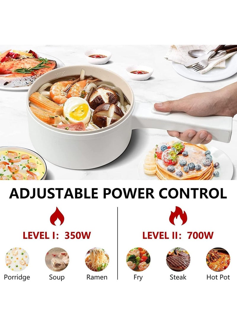 Electric Hot Pot with Steamer & Temperature Control - Non-Stick Electric Cooker Shabu Shabu, Electric Skillet,Frying Pan,Electric Saucepan,for Noodles, Egg, Steak, Sauté, Steam and Soup (1.8 L)