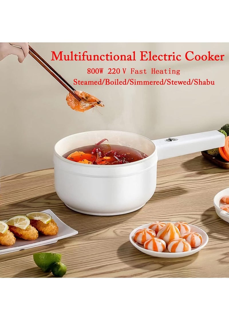 Electric Hot Pot with Steamer & Temperature Control - Non-Stick Electric Cooker Shabu Shabu, Electric Skillet,Frying Pan,Electric Saucepan,for Noodles, Egg, Steak, Sauté, Steam and Soup (1.8 L)