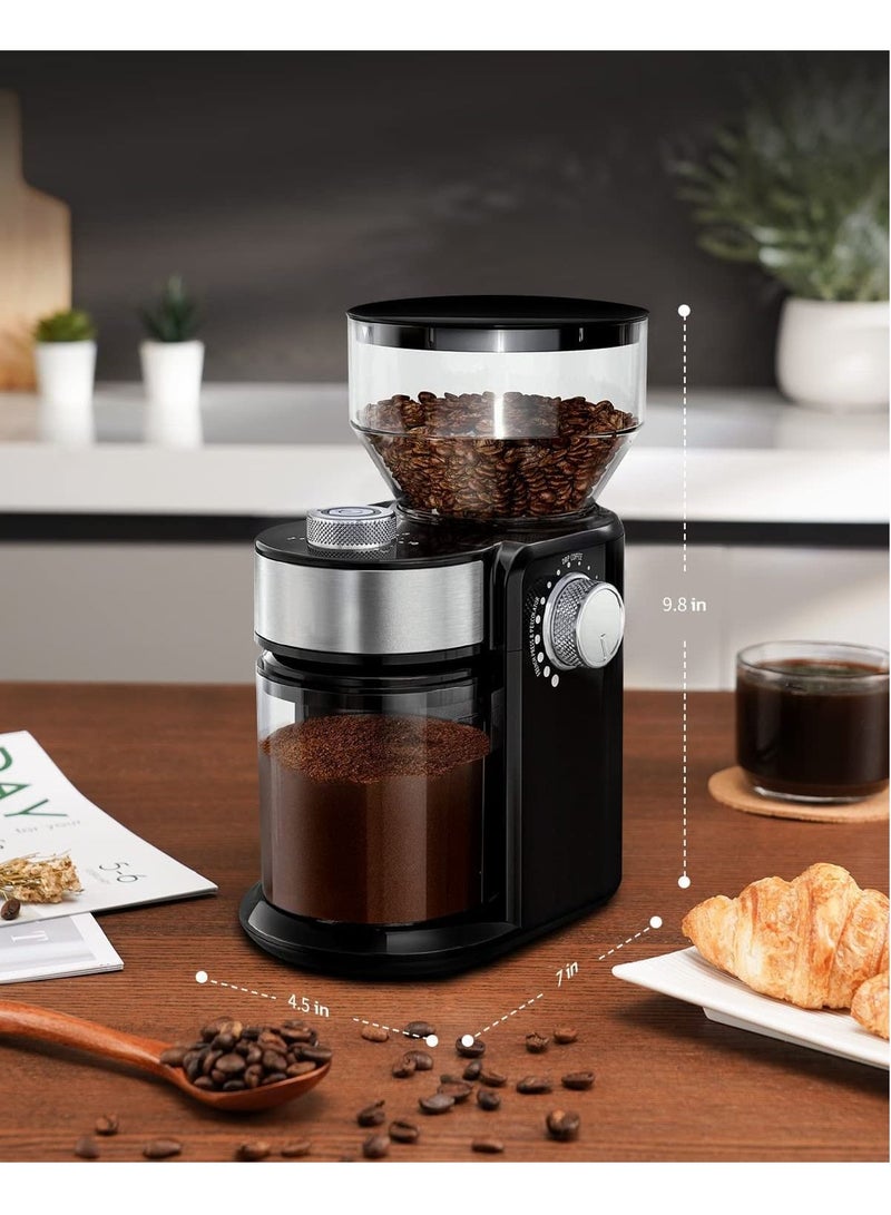 Electric Coffee Grinder Automatic Coffee Bean Grinder for French Press Drip Coffee and Espresso Adjustable Burr Coffee Grinder with 18 Settings 12 Cups Black