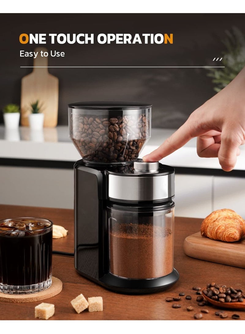Electric Coffee Grinder Automatic Coffee Bean Grinder for French Press Drip Coffee and Espresso Adjustable Burr Coffee Grinder with 18 Settings 12 Cups Black