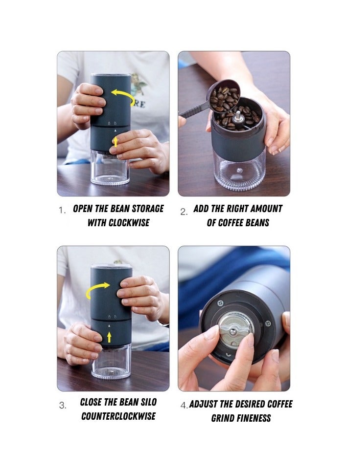 Electric automatic portable coffee grinder  with ceramic burr Blue -s