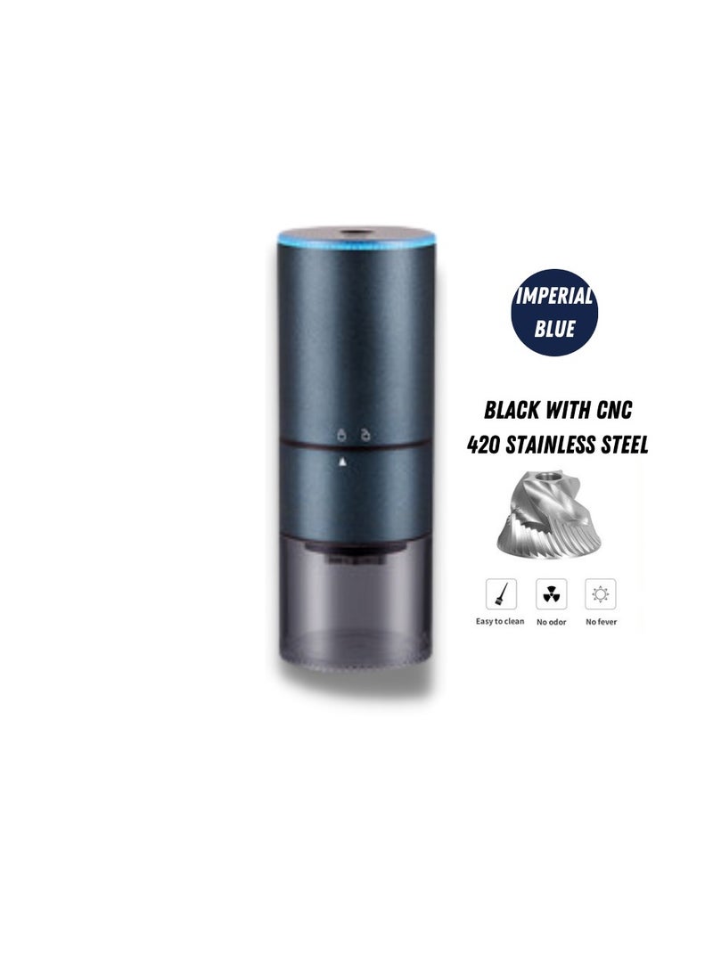 Electric automatic portable coffee grinder  with ceramic burr Blue -s