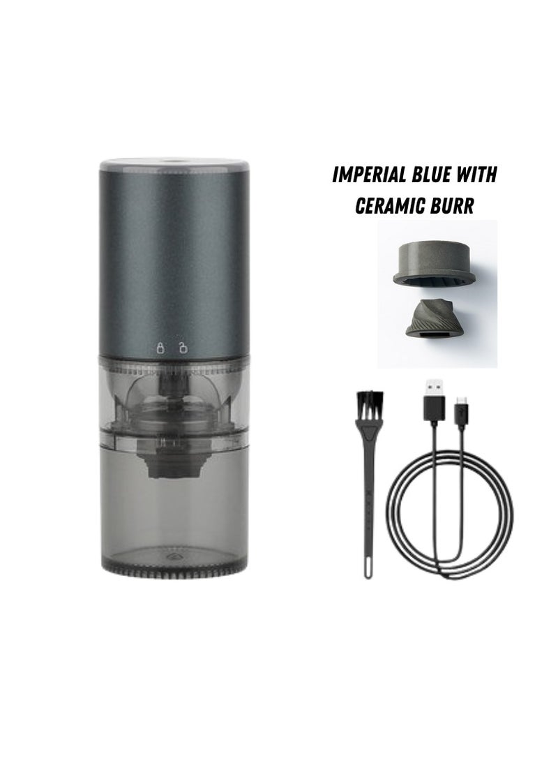 Electric automatic portable coffee grinder with ceramic burr - Dark Blue