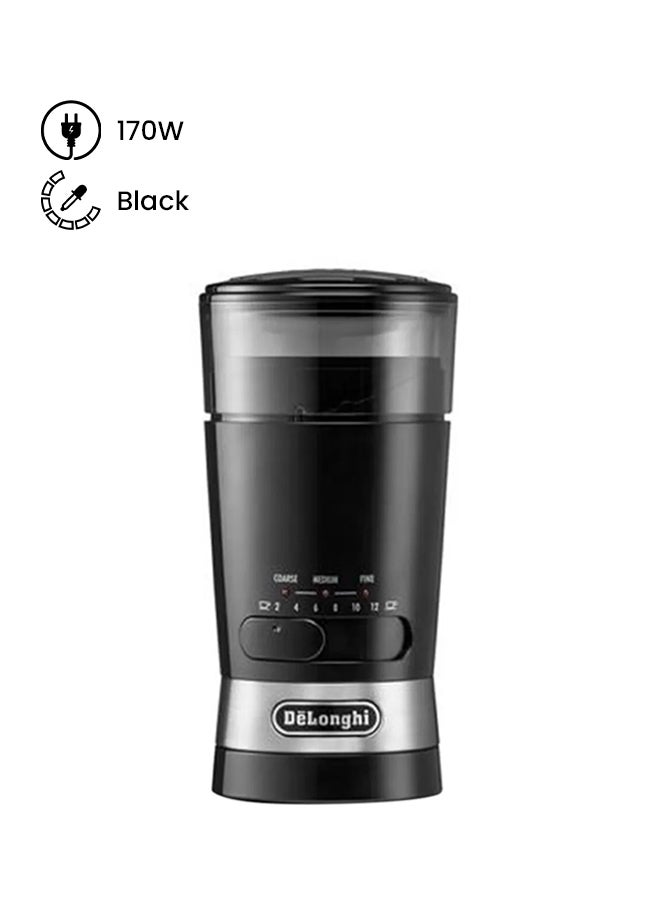 Coffee Grinder, Stainless Steel Blade & Electric Spice Mill, 12 Cups Capacity, 3 Grind Settings, 170 W KG210-BK Black