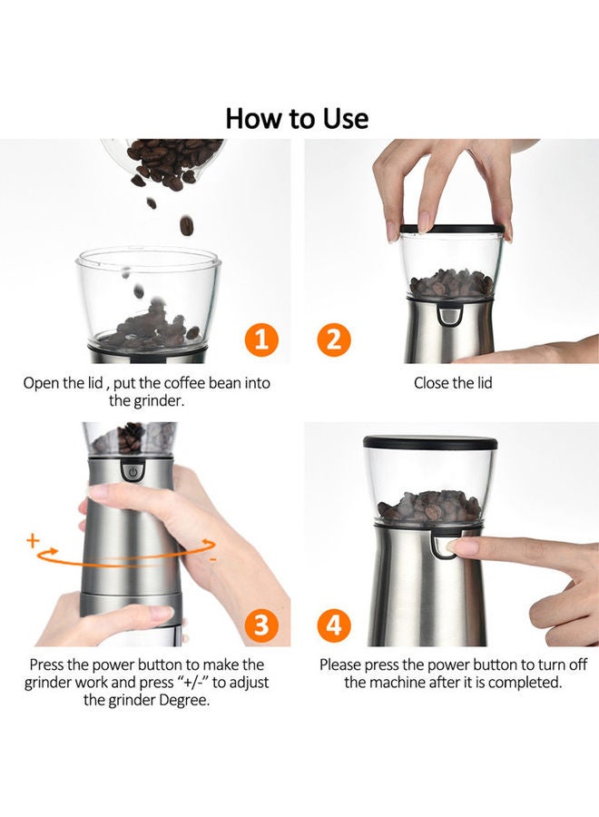 Electric Coffee Grinder with USB Charging Cable 15.0 W Grinder2202191 Silver