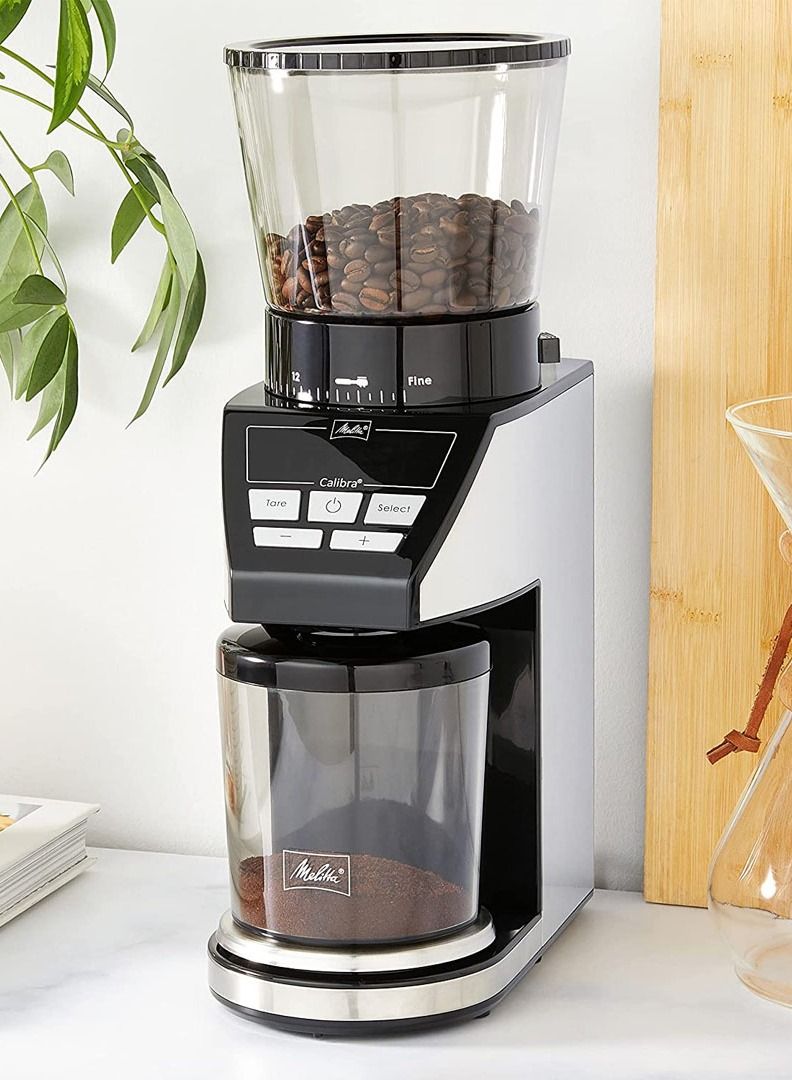 CALIBRA Electric Coffee Beans Grinder, 1027-01, Conical Burr, 160W, Black/Stainless Steel