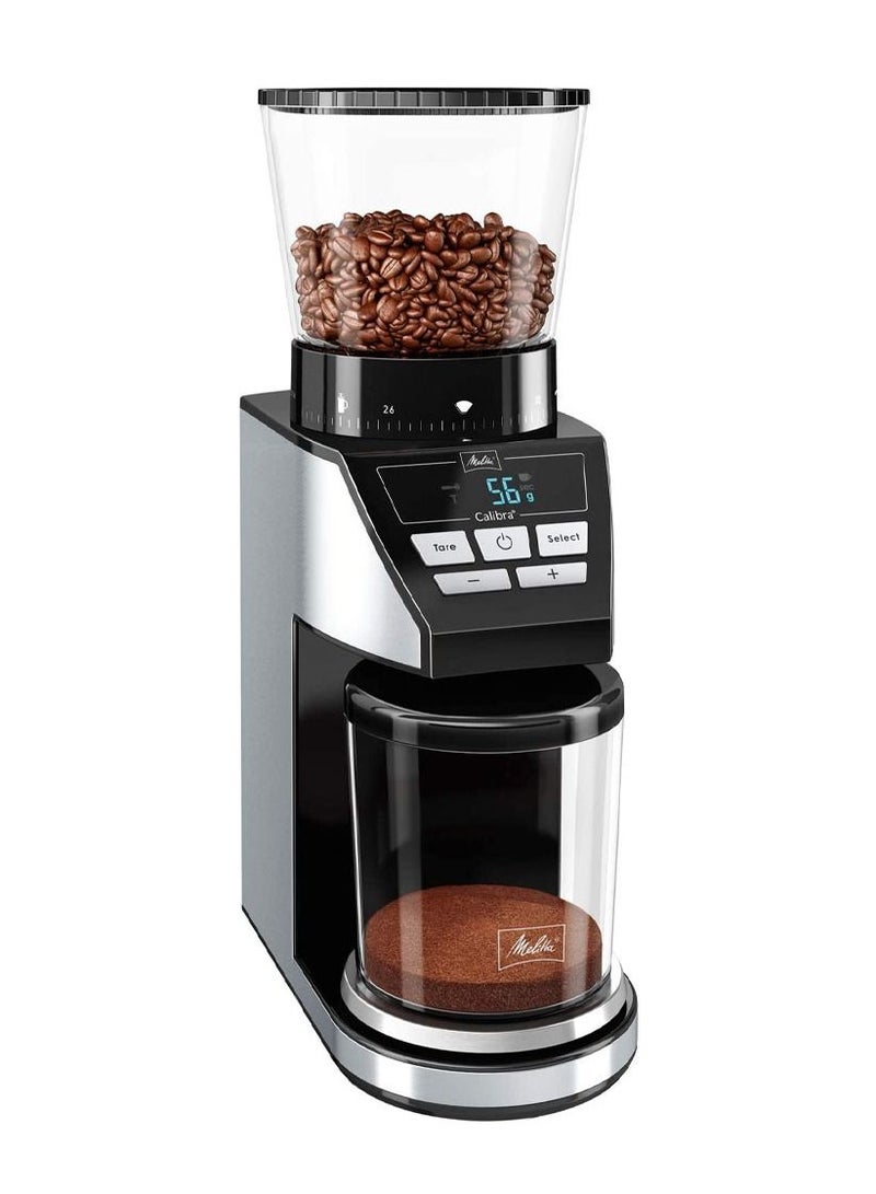 CALIBRA Electric Coffee Beans Grinder, 1027-01, Conical Burr, 160W, Black/Stainless Steel