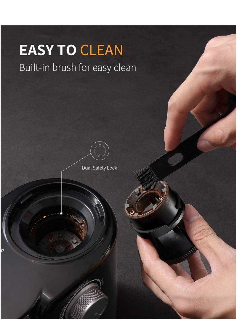 Electric Coffee Grinder Adjustable Grinder with 16 Precise Grind Settings Suitable for 2 to 14 Cups Black