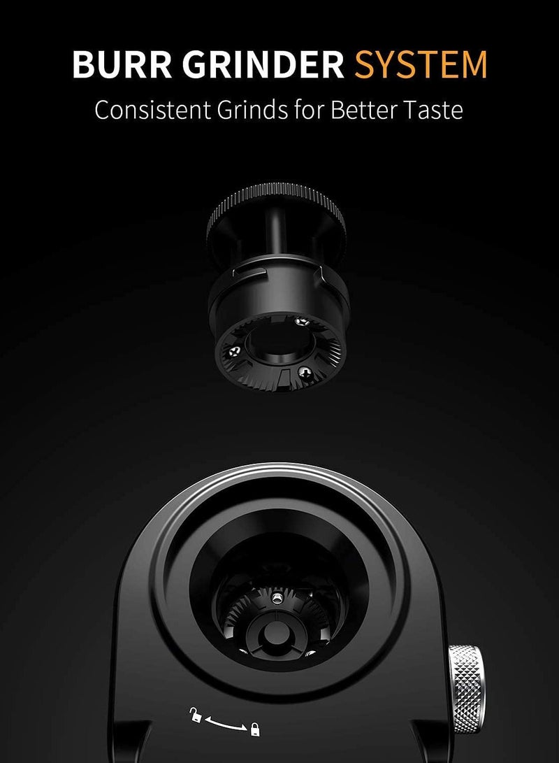 Electric Coffee Grinder Adjustable Grinder with 16 Precise Grind Settings Suitable for 2 to 14 Cups Black