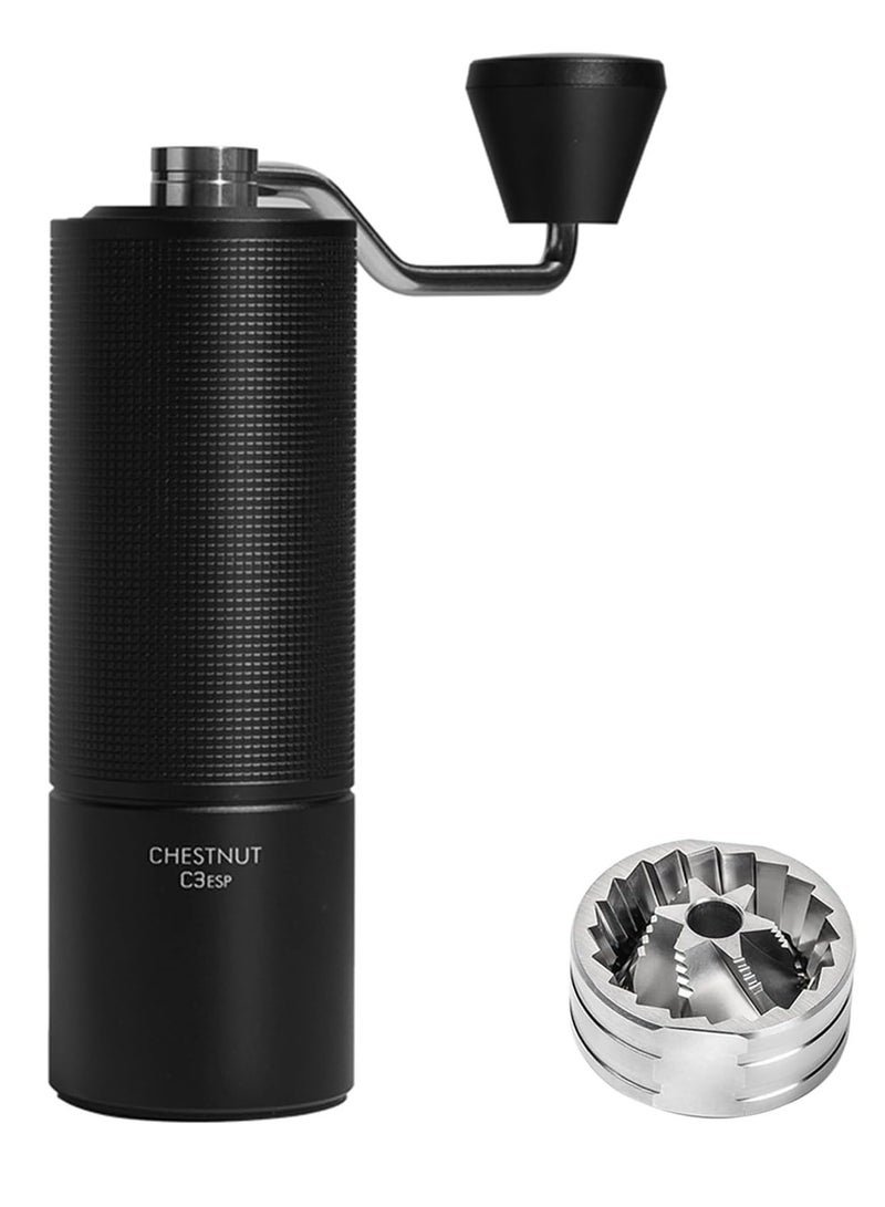 Chestnut C3 ESP Hand Coffee Grinder, Manual Coffee Hand Grinder Capacity 25g with CNC Stainless Steel Conical Burr, Internal Adjustable Setting, Double Bearing Positioning for Travel, Camping (Black)