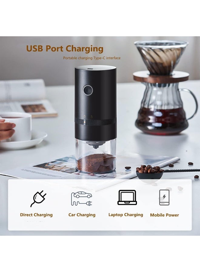 Coffee Grinder For Beans Portable Electric Burr Coffee Grinder, Small Automatic Coffee Bean Grinder with Multi Grind Setting for Espresso Drip Pour Over French Press, USB Rechargeable