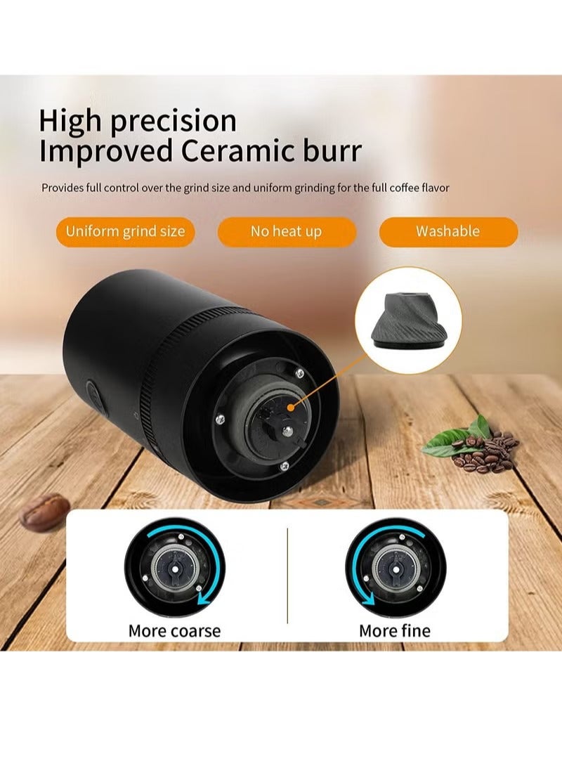 Coffee Grinder, Portable Cordless Coffee Grinder with Adjustable Grind Setting, Coffee Bean Grinder, For Office, Travel And Camping HB-985 Black