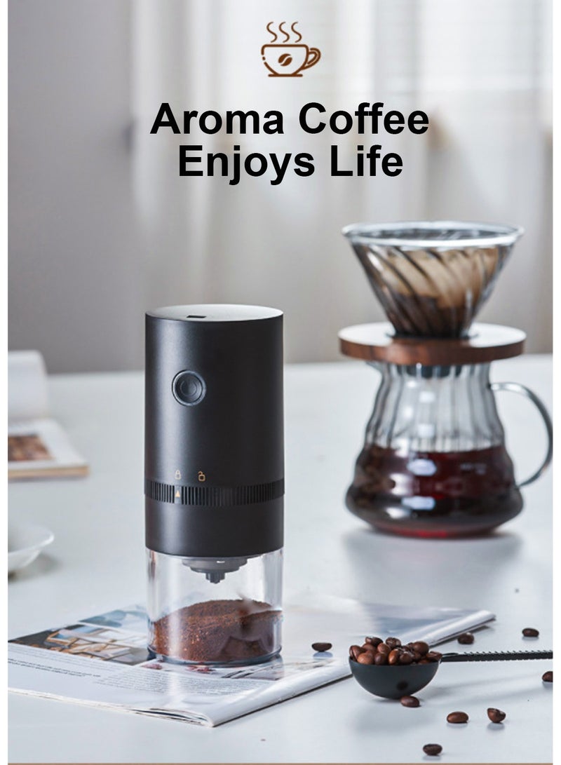 Coffee Grinder, Portable Cordless Coffee Grinder with Adjustable Grind Setting, Coffee Bean Grinder, For Office, Travel And Camping HB-985 Black