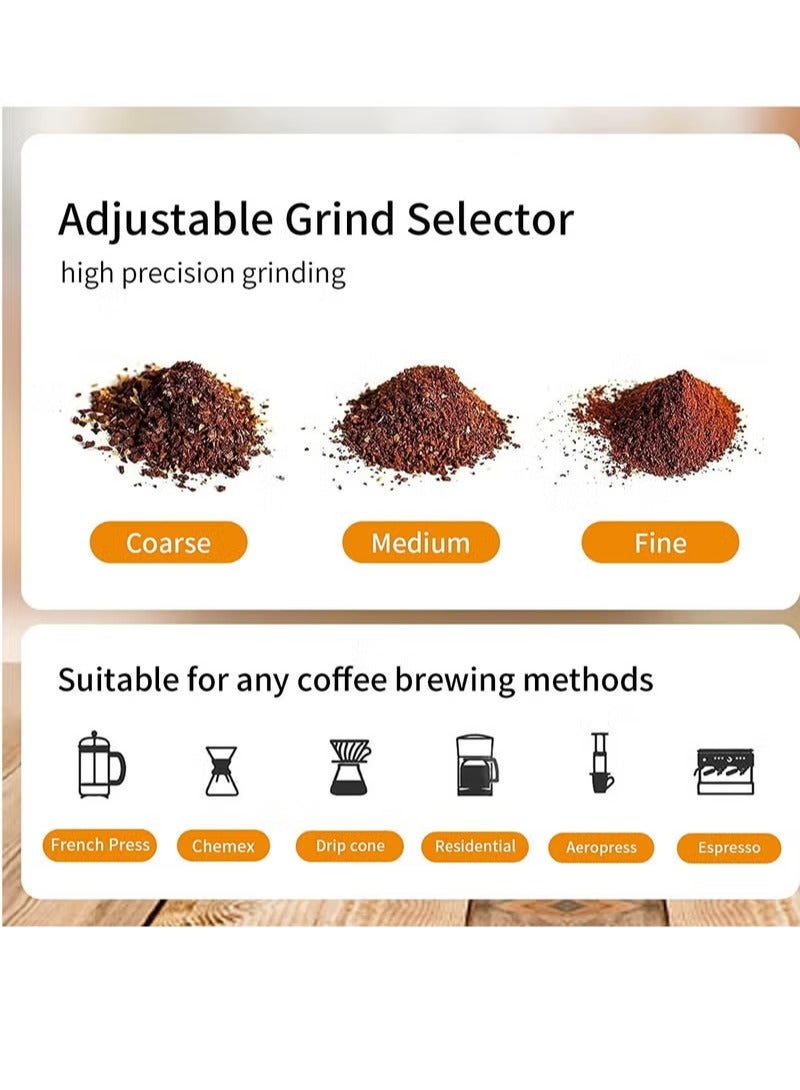 Coffee Grinder, Portable Cordless Coffee Grinder with Adjustable Grind Setting, Coffee Bean Grinder, For Office, Travel And Camping HB-985 Black