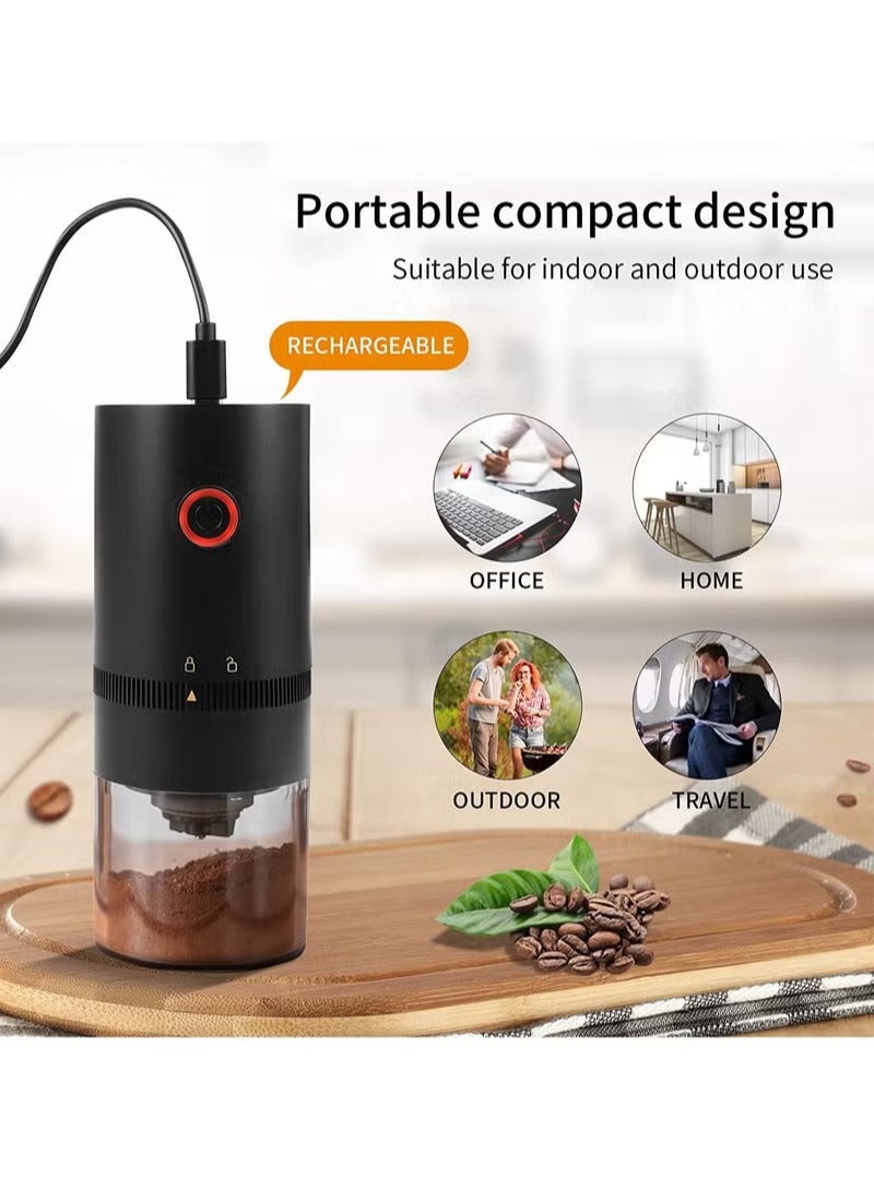 Coffee Grinder, Portable Cordless Coffee Grinder with Adjustable Grind Setting, Coffee Bean Grinder, For Office, Travel And Camping HB-985 Black