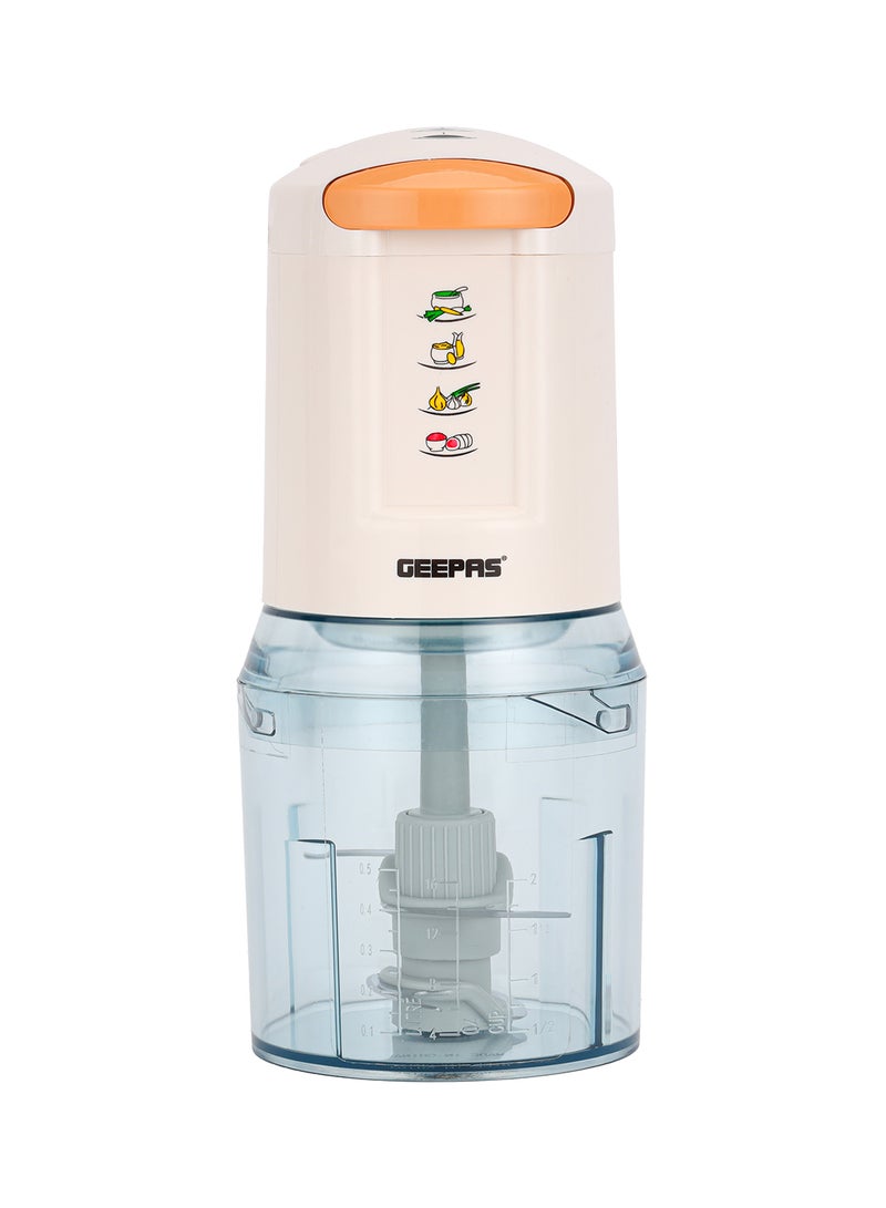 Geepas Mini Food Processor, Chopper| 4 Bi-Level Stainless Steel Blades| Perfect for Salads, Salsa, Pesto, Curry Pastes| Powerful Copper Motor 0.5 L 500 W GMC42012N White