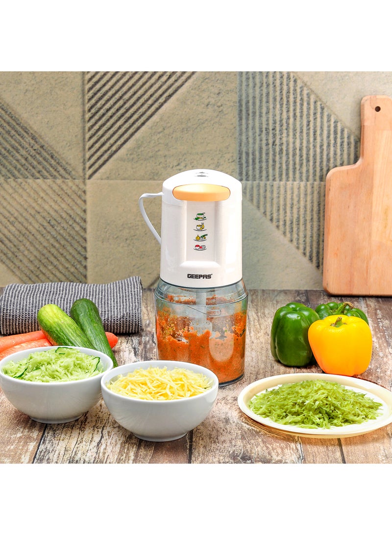 Geepas Mini Food Processor, Chopper| 4 Bi-Level Stainless Steel Blades| Perfect for Salads, Salsa, Pesto, Curry Pastes| Powerful Copper Motor 0.5 L 500 W GMC42012N White