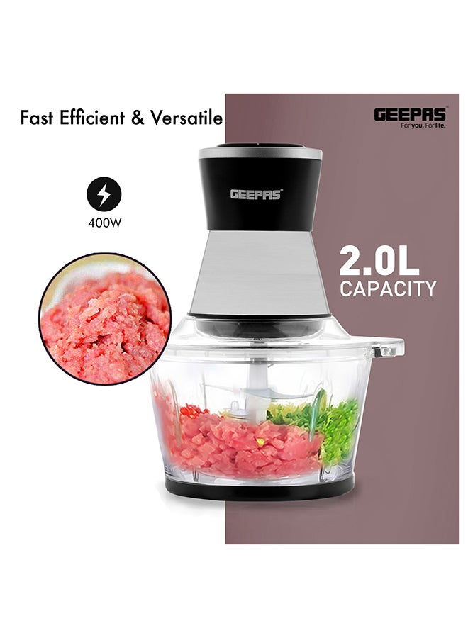 2L Multi Copper With Garlic Peeler - 2 Speed with 4Pcs Stainless Steel Blades,Glass Bowl 2 L 500 kW GMC42021 Black/silver