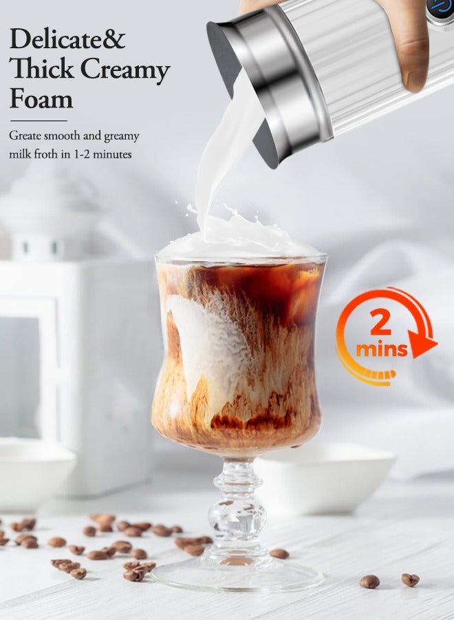 Milk Frother 4 In 1 Electric Milk Steamer Automatic Hot And Cold Milk Foam Machine For Latte Cappuccino And Macchiato 550W 230ML White