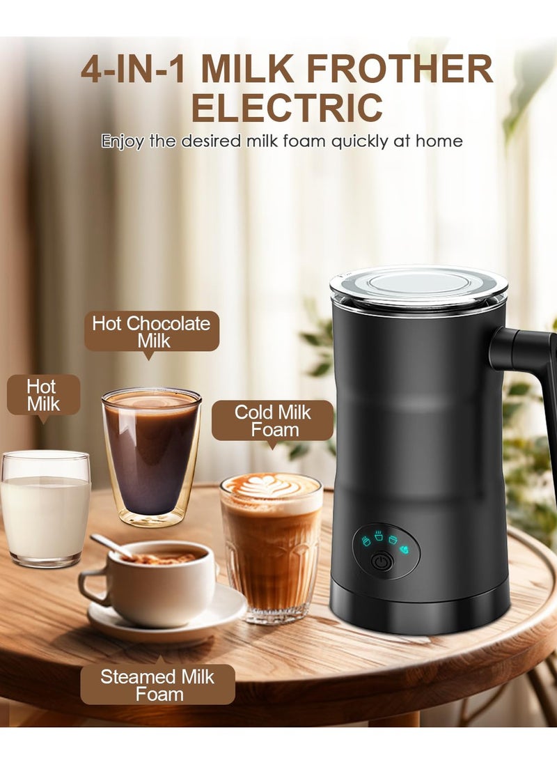 Electric 4-in-1 Milk Frother - 600W, 350ml Capacity, Hot & Cold Milk Frother with Intelligent Temperature Control. Silent Operation for Coffee, Latte, and Cappuccino