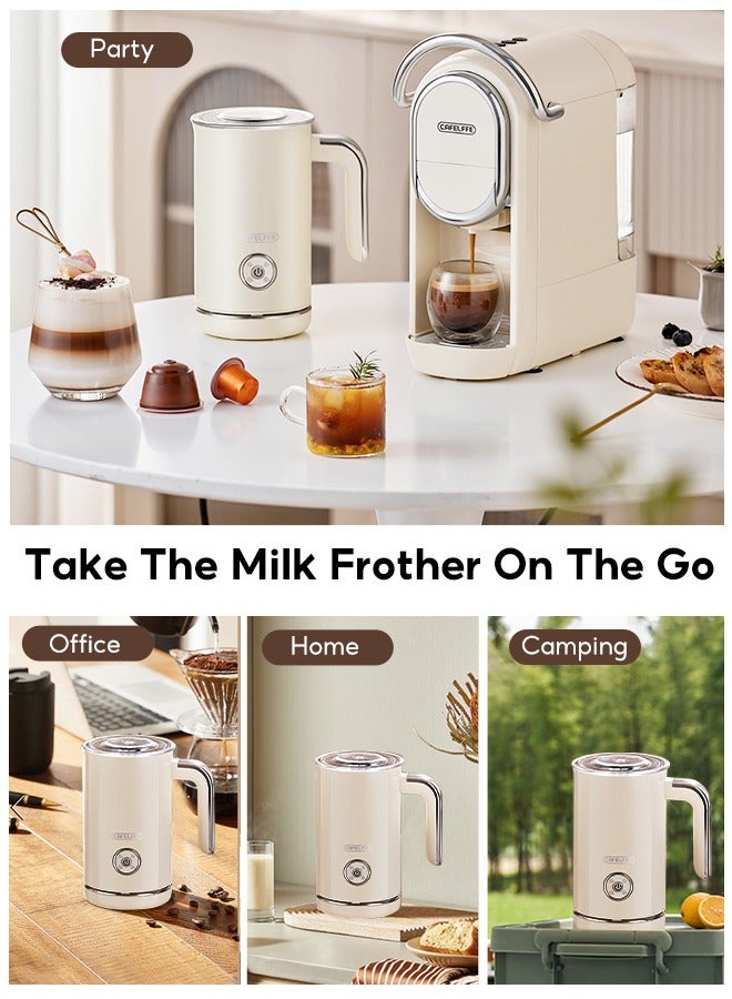 4 In 1 Electric Milk Frother Automatic Milk Steamer Foamer For Cold Hot Chocolate Latte Cappuccino Milk Heater Warmer White 500W