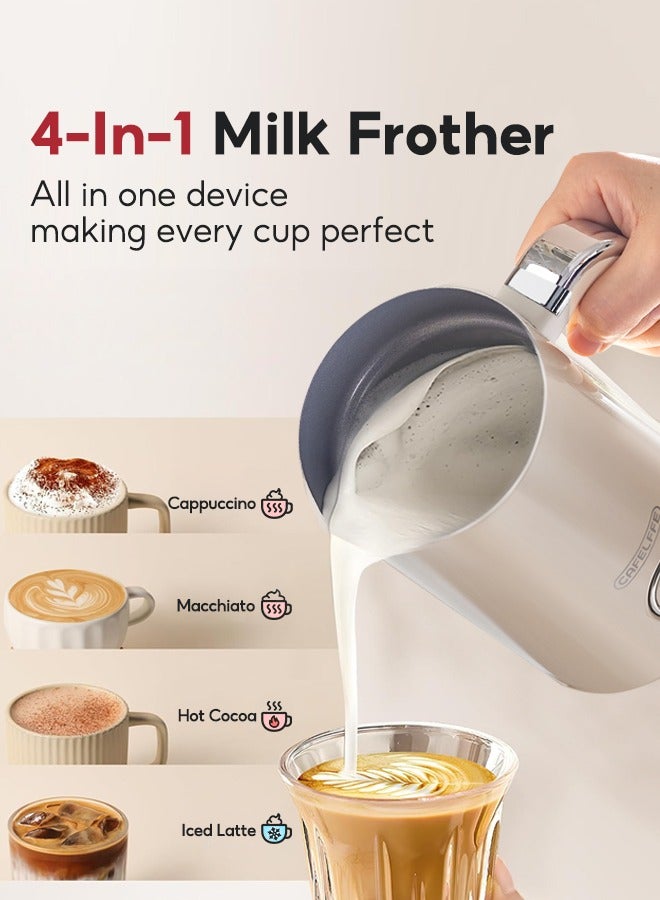 4 In 1 Electric Milk Frother Automatic Milk Steamer Foamer For Cold Hot Chocolate Latte Cappuccino Milk Heater Warmer White 500W