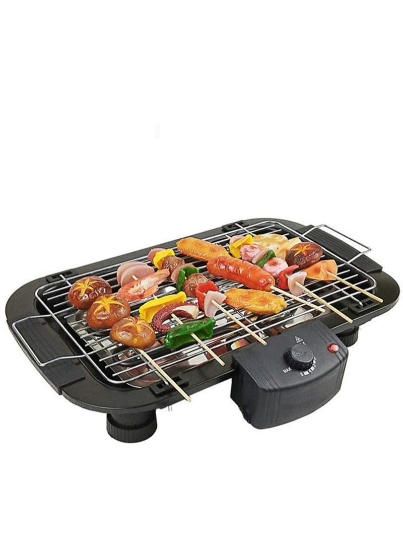 Smokeless Indoor/Outdoor Electric Grill Portable Tabletop Grill Kitchen BBQ Grills Adjustable Temperature Control,Removable Water Filled Drip Tray,2000W,Black（EU Plug）