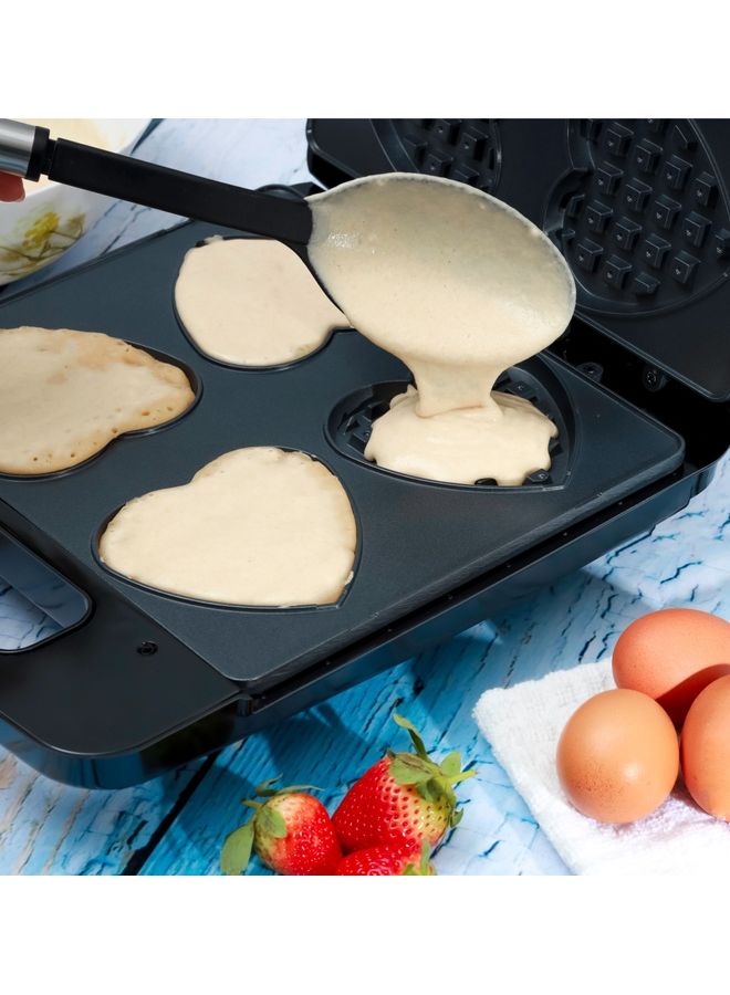 Non-Stick Heart Waffle Maker 4 Slice | Cool Touch Handle | Skid-Resistance Feet 1400.0 W GWM36543 Silver/Black