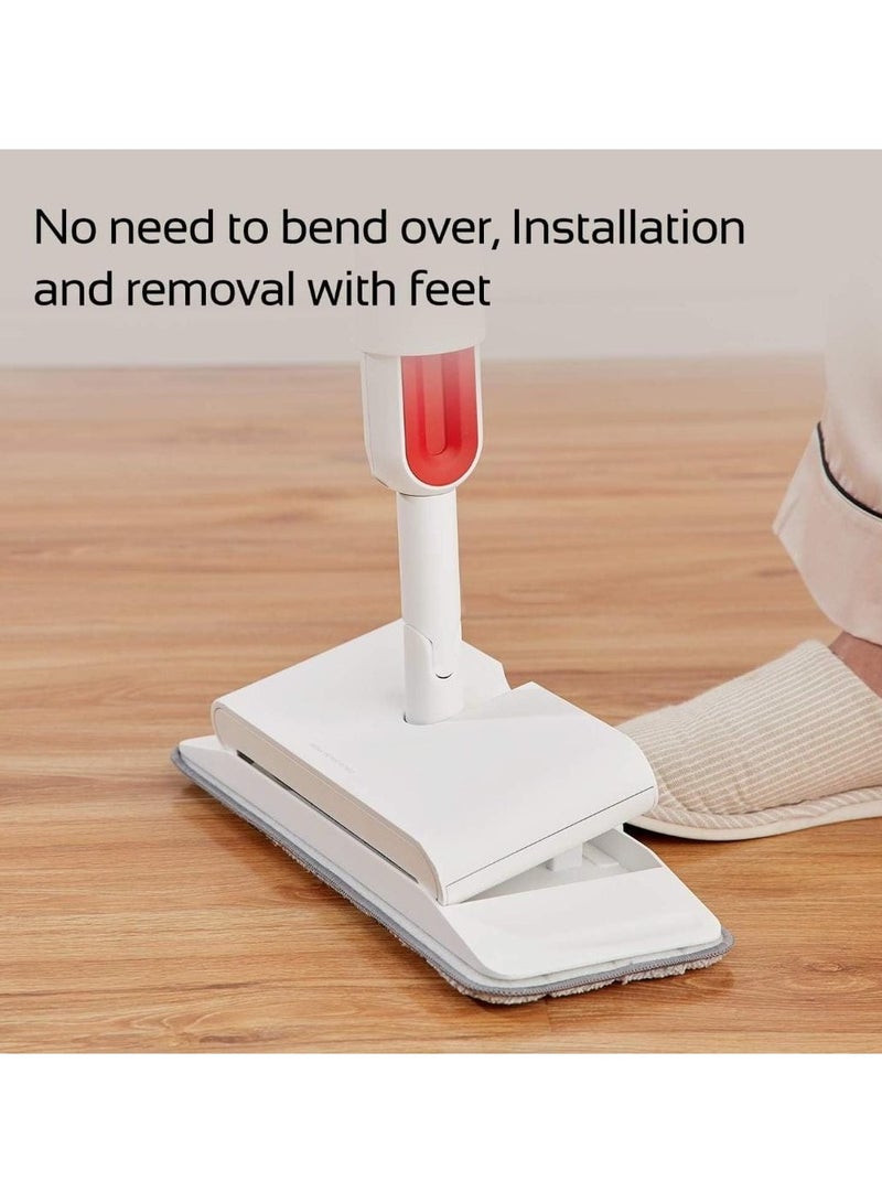 2 in1 Smart Cordless Handheld Rotatable Sweeper With Water Spraying Mop Floor Cleaner TB900 230ML Dustbin 0.28L Water Tank 360 Rotation 70mm Wide Inlet for Tiles, Marbles Other White