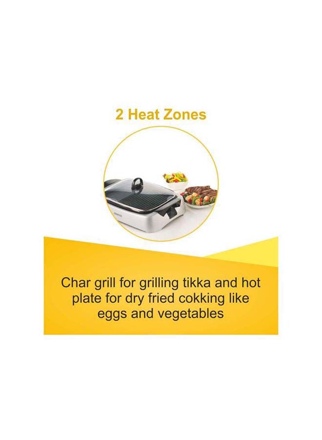 Health Grill, Glass Lid, Variable Temperature Control, Drip Tray, Oil Draining Channels, 2000 W HG266 Silver/Black