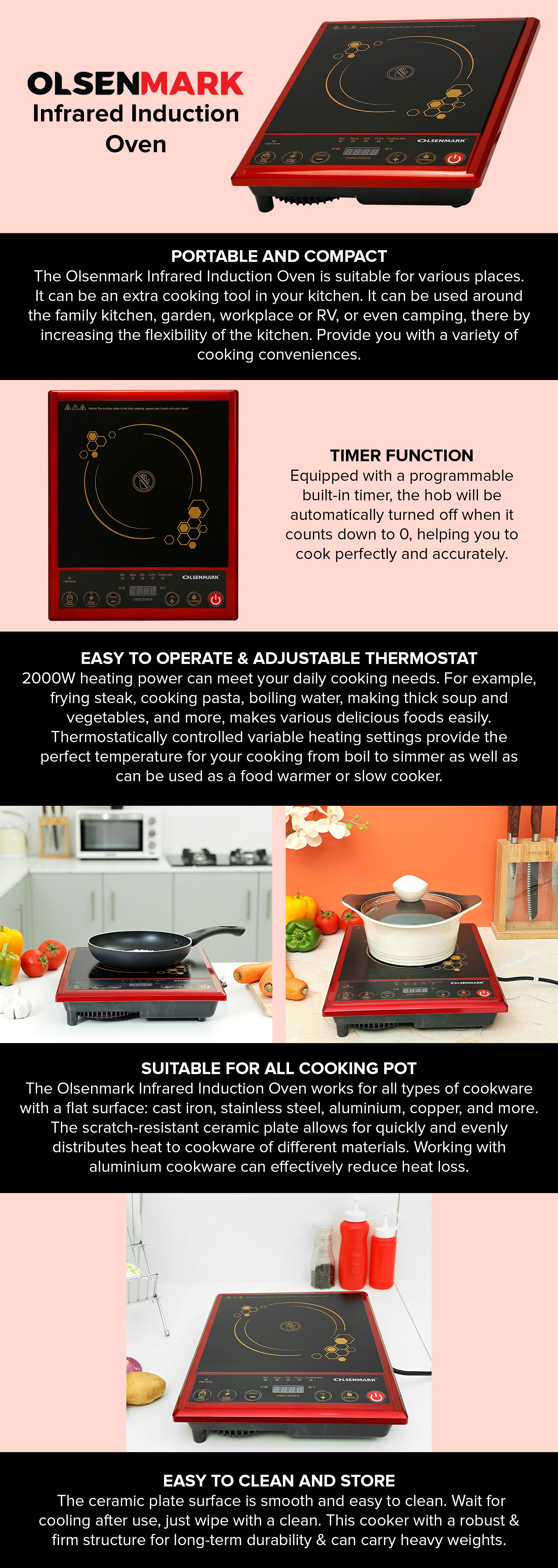 Infrared Induction Oven 2000W OMIC2092 Black/Red