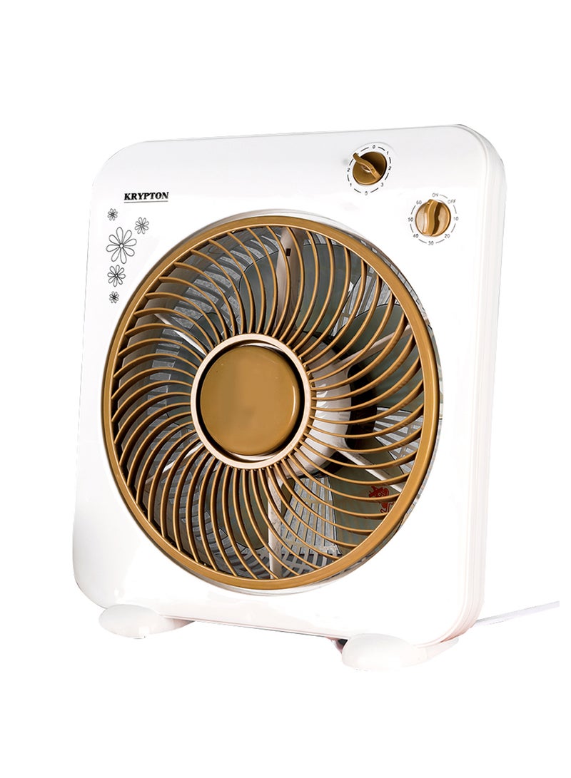 Powerful Personal 10 Inch Desk Box Fan With Copper Motor KNF6025N White/Light Brown