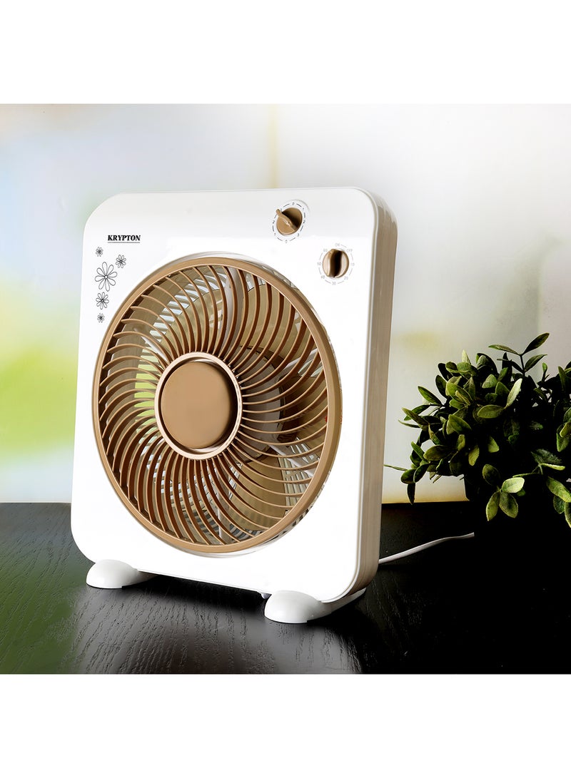 Powerful Personal 10 Inch Desk Box Fan With Copper Motor KNF6025N White/Light Brown