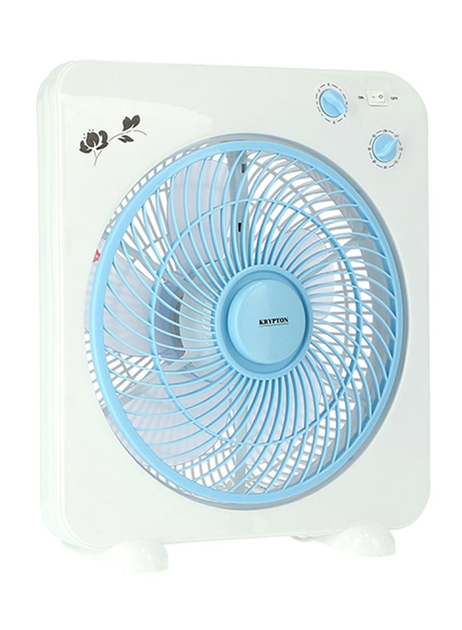 12 Inch Box Fan With Strong Blade, 3 Speed, Powerful Motor, 60 Min Timer KNF6115 White/Blue