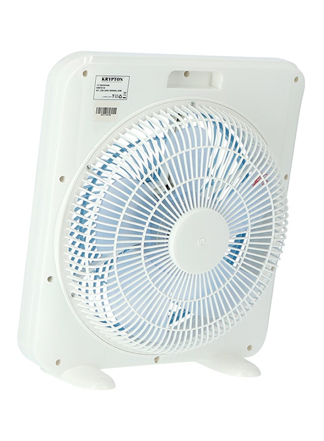 12 Inch Box Fan With Strong Blade, 3 Speed, Powerful Motor, 60 Min Timer KNF6115 White/Blue