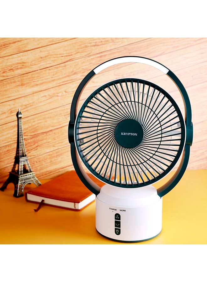 Rechargeable Table Fan With 12-Piece Bright LED Light KNF6293 White