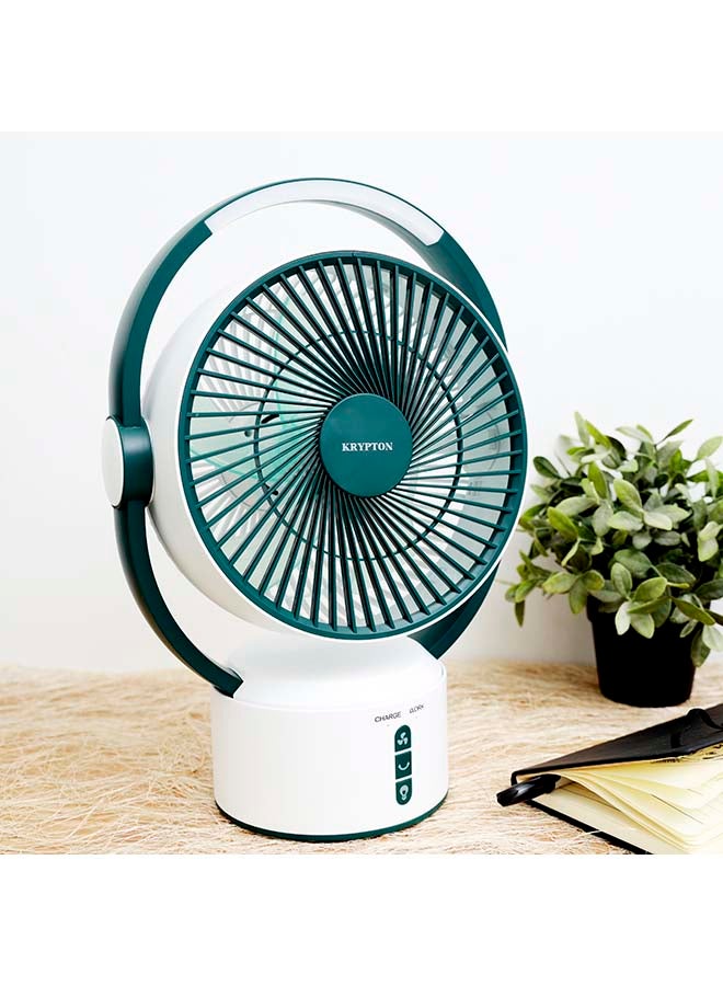 Rechargeable Table Fan With 12-Piece Bright LED Light KNF6293 White