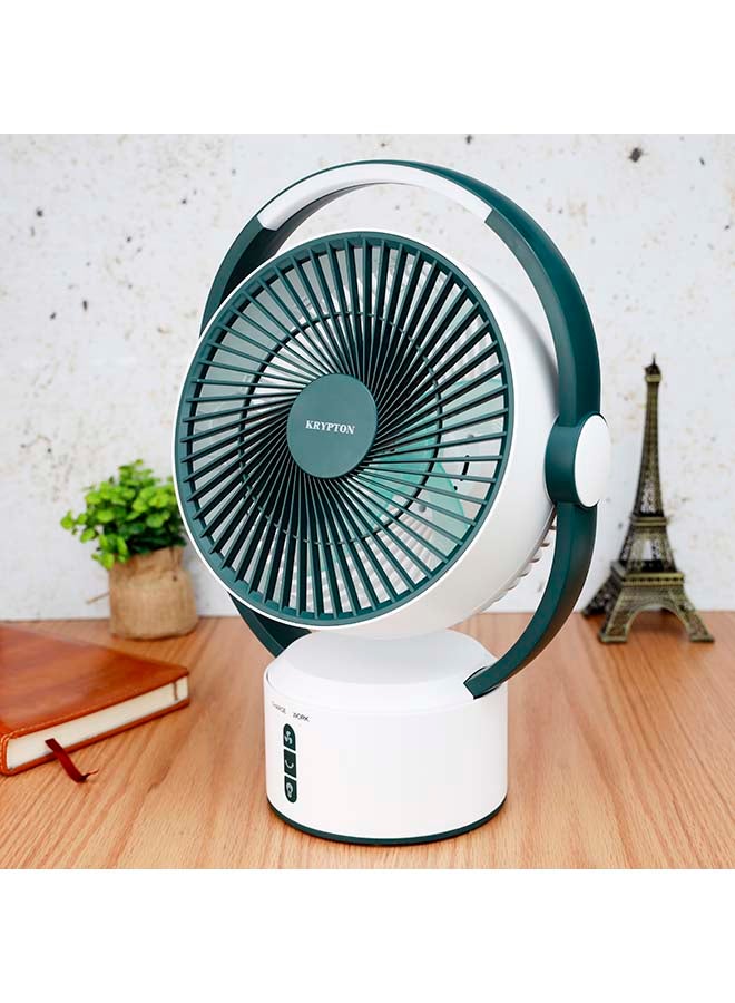 Rechargeable Table Fan With 12-Piece Bright LED Light KNF6293 White
