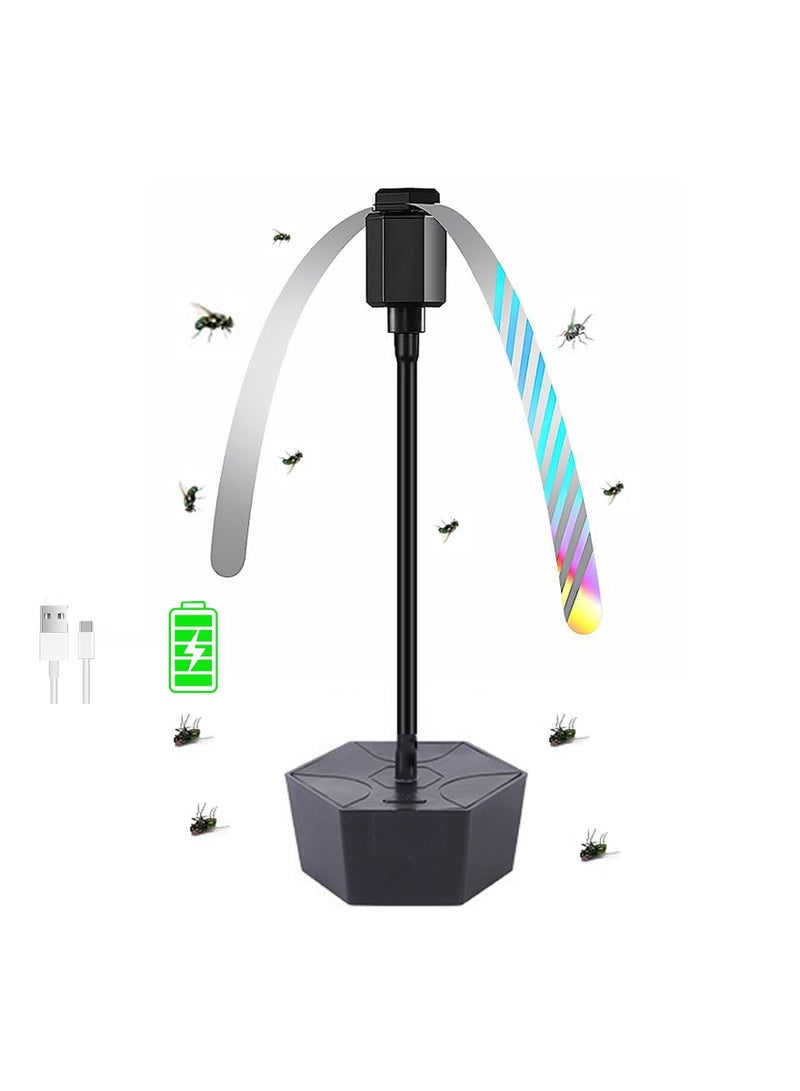 Fly Fans for Tables Rechargeable, Fly Fans for Food, Portable Table Keep Flies Away Flexible Fly Repellent, Fans for Outdoor Table Top Fly Fan with Holographic, Food Spinner, Blades Outside, Picnic