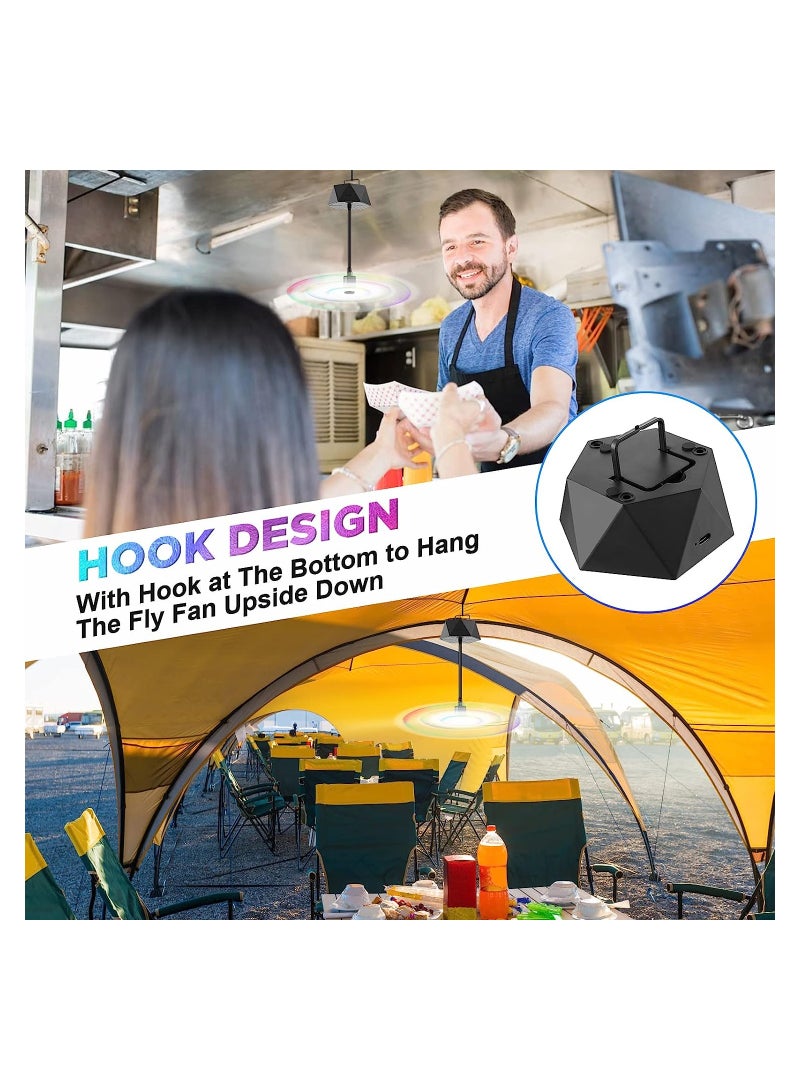 Fly Fans for Tables Rechargeable, Fly Fans for Food, Portable Table Keep Flies Away Flexible Fly Repellent, Fans for Outdoor Table Top Fly Fan with Holographic, Food Spinner, Blades Outside, Picnic