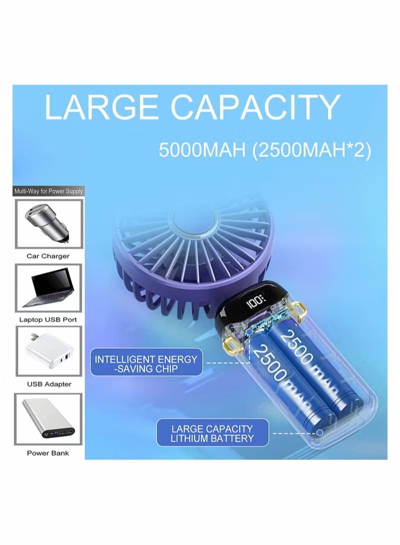 Portable Hand-Held Fan Office Desktop Multifunctional Folding Double-Headed Small Electric Fan With A Neck Lanyard