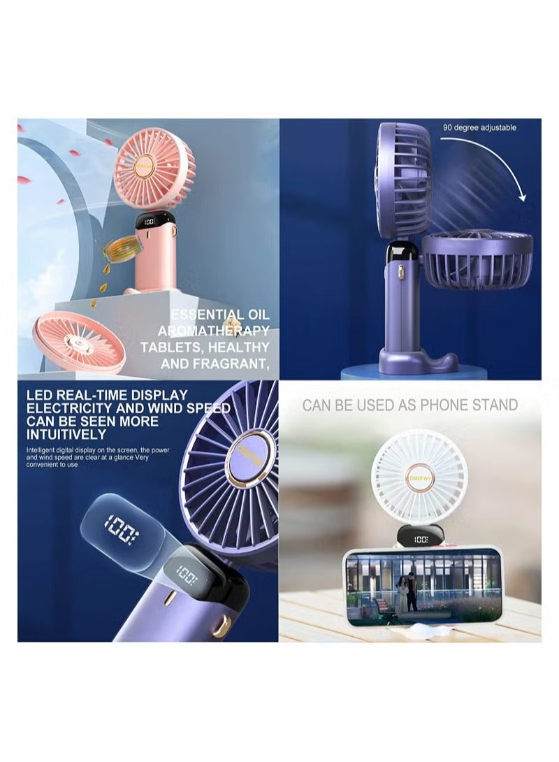 Portable Hand-Held Fan Office Desktop Multifunctional Folding Double-Headed Small Electric Fan With A Neck Lanyard
