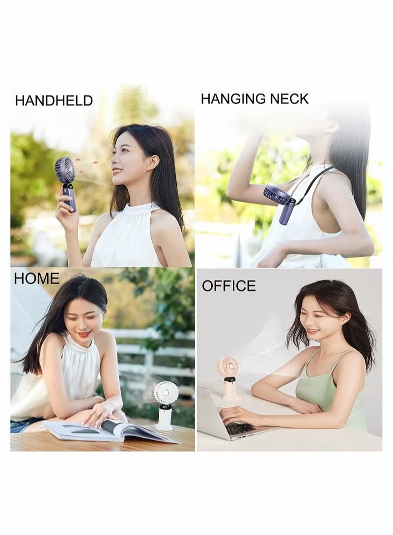 Portable Hand-Held Fan Office Desktop Multifunctional Folding Double-Headed Small Electric Fan With A Neck Lanyard
