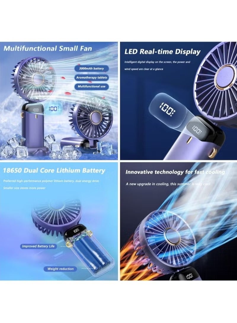 Portable Hand-Held Fan Office Desktop Multifunctional Folding Double-Headed Small Electric Fan With A Neck Lanyard