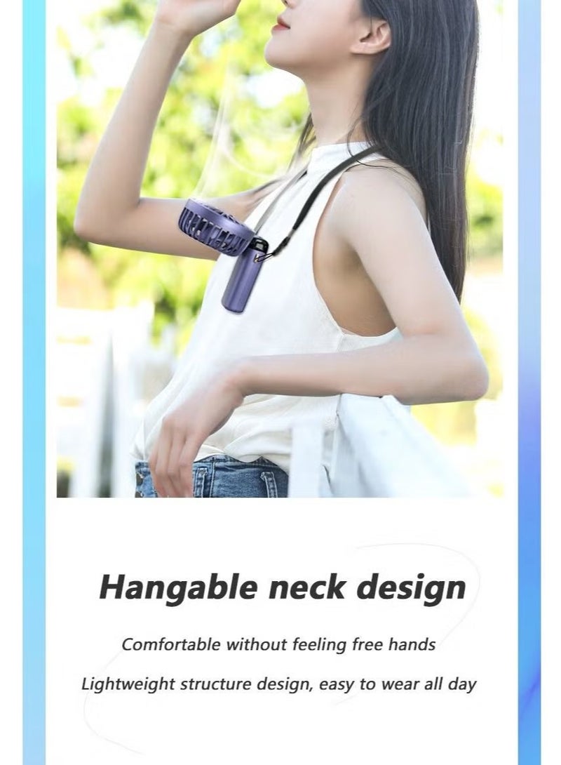 Portable Hand-Held Fan Office Desktop Multifunctional Folding Double-Headed Small Electric Fan With A Neck Lanyard