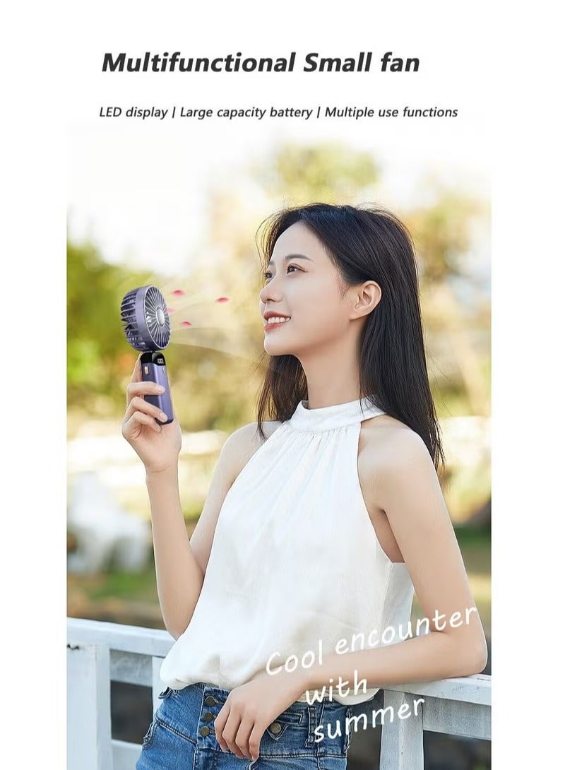 Portable Hand-Held Fan Office Desktop Multifunctional Folding Double-Headed Small Electric Fan With A Neck Lanyard